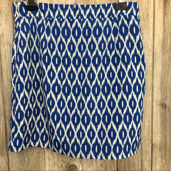 Francesca's Annabella Cobalt Blue Ikat Pencil Mini Skirt Large NWOT - Picture 1 of 5